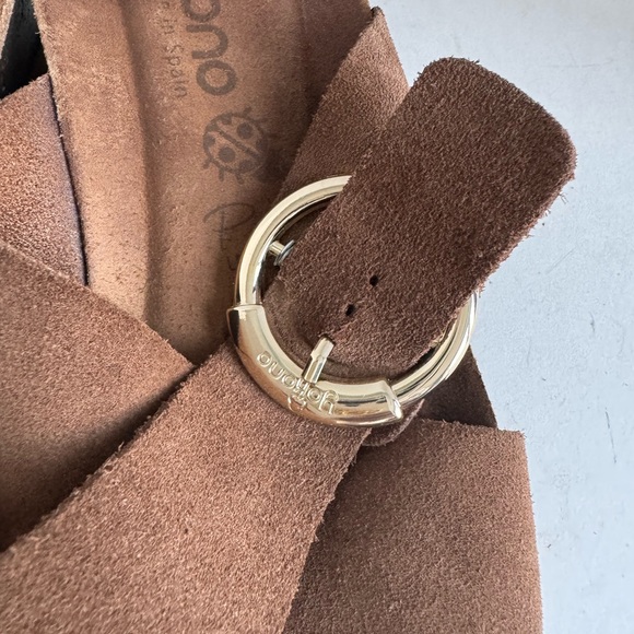 Yokono tan sueded leather cross strap slide on cork wedge sandals size 8 - Picture 7 of 11